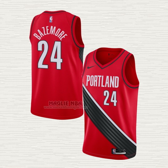 Maglia Kent Bazemore NO 24 Portland Trail Blazers Statement Edition Rosso Nero